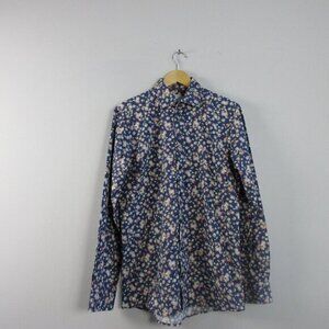 Eton Contemporary Men's Button Down Shirt 39 Blue Floral Long‎ Sleeve 264